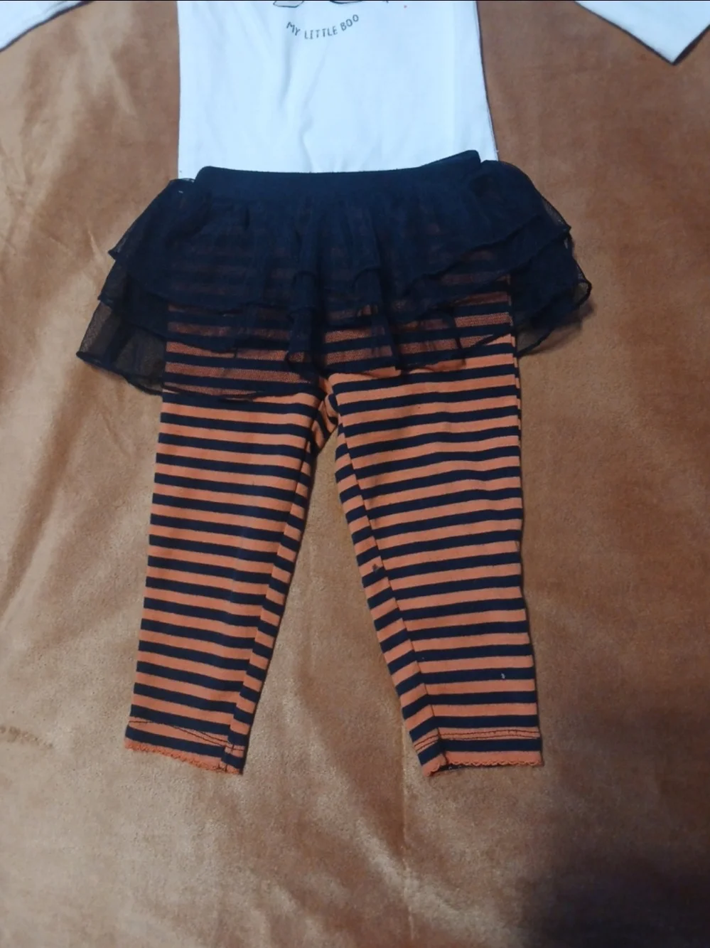 Carter's Orange & Black Striped Halloween Tutu Legging Set